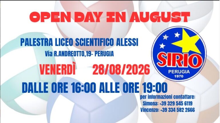 OPEN DAY DI PALLAVOLO -28 AGOSTO 2026PALESTRA LICEO ALESSI